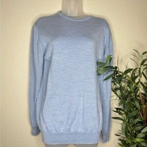 Barbour Glacier‎ Blue Merino Wool Sweater Men's L Pullover Crew Neck Minimalist